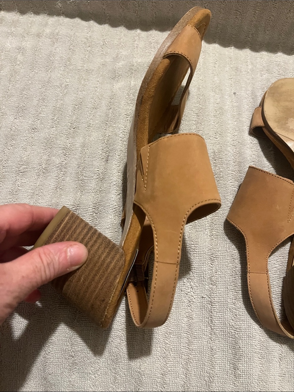 Dune London Tan Leather Block Heel Comfort Sandals -size 40 - Picture 3 of 7